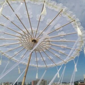 Handmade white Tulle decorative Umbrella wedding perfect condition bridal bride